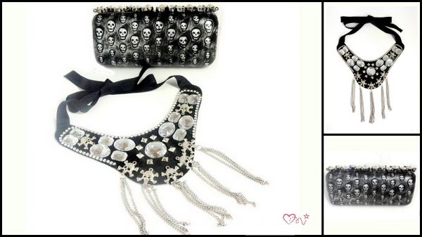 Look total Rocker Girls: Clutch + Maxi Colar